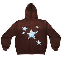 APRIL STARS ZIP HOODIE BROWN