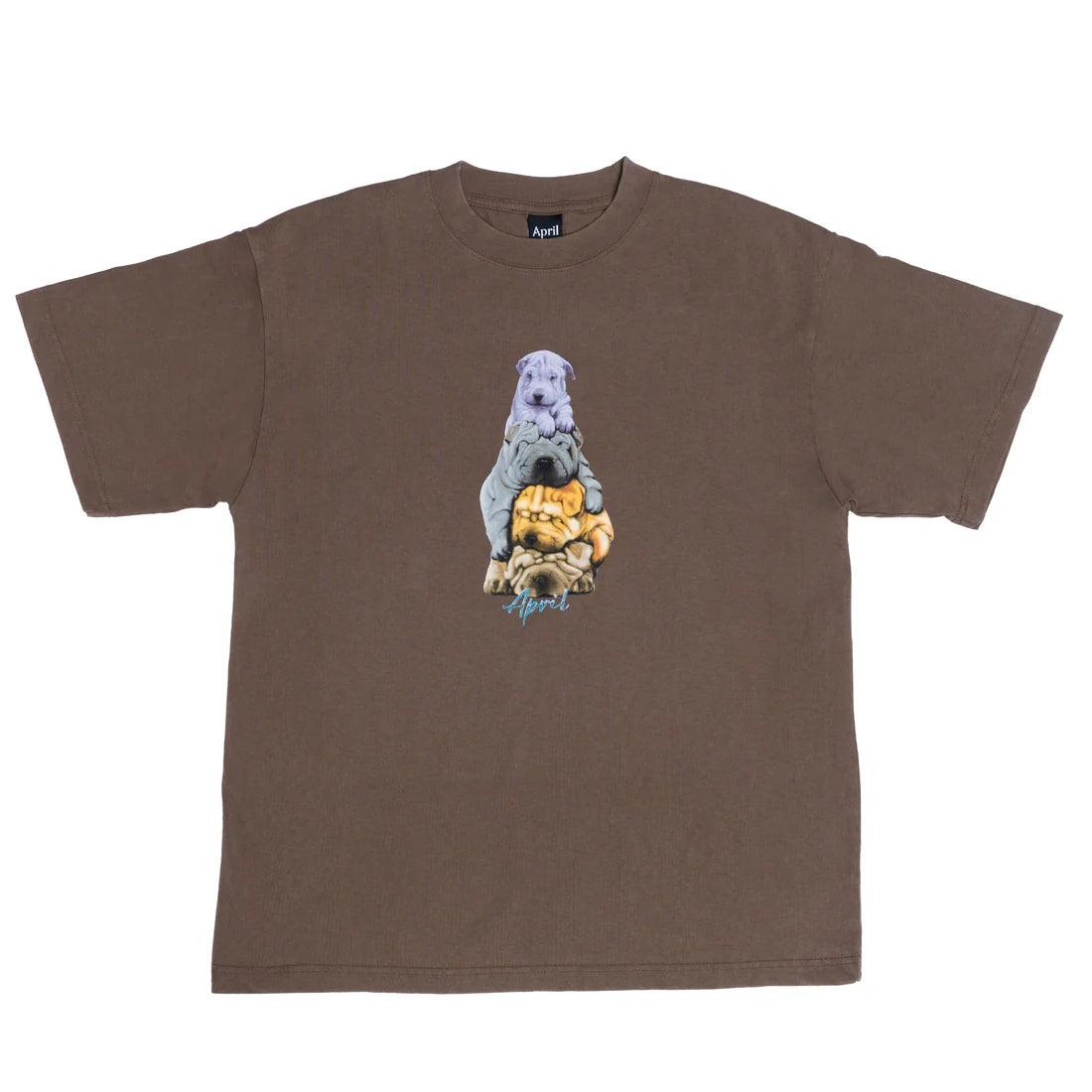 APRIL THE DOGS TEE WASHED BROWN