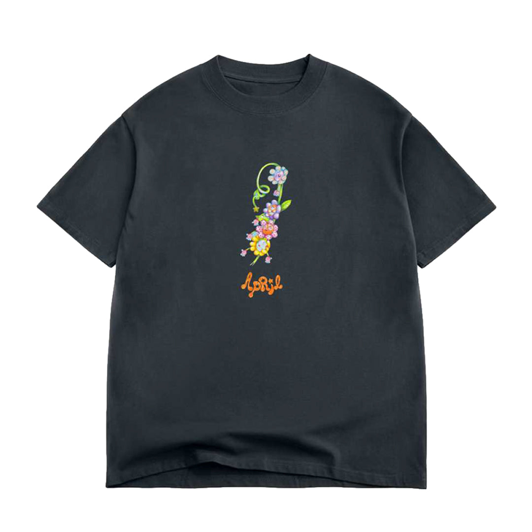 APRIL FLOWER BY EMA GASPAR TEE BLACK