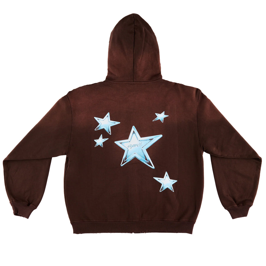 APRIL STARS ZIP HOODIE BROWN