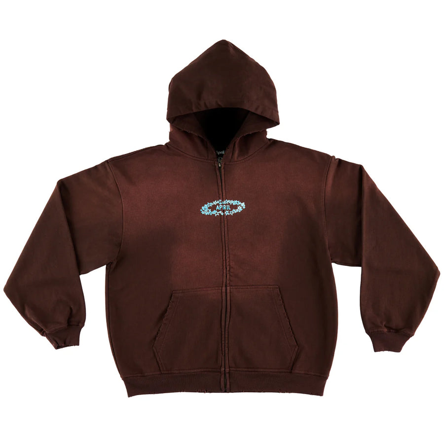 APRIL STARS ZIP HOODIE BROWN